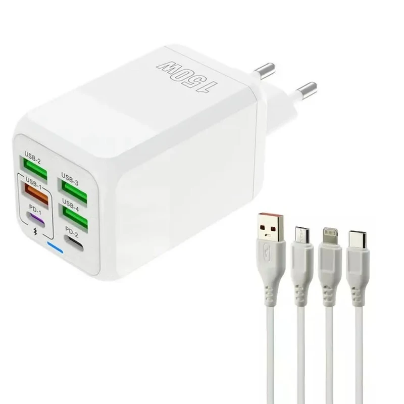 43c198cb192ef9360d4875c54f1185196b43698f_1753912029 شارژر دیواری 150 وات مدل ADC-PD006 به همراه 4 عدد کابل - Image 1